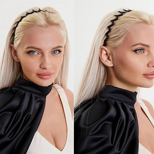Miniatura 5 de 6 diademas en zig zag de plástico ondulado para el cabello, peine con aro de dientes, accesorios para mujeres, hombres y niñas, clásico negro y