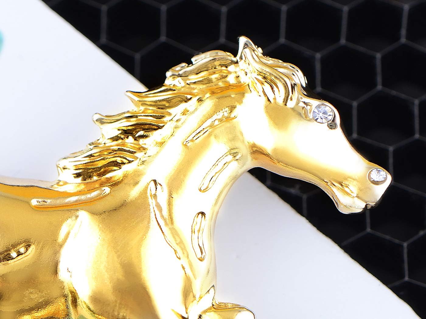 Alilang Golden Tone Plated Galloping Horse Jockey Equestrian Animal Fashion Pin Brooch - Image 4