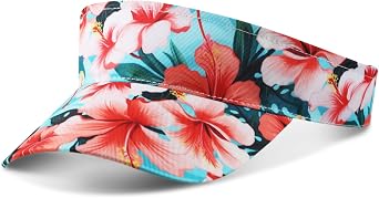 Hawaiian Hat for Women Adjustable Beach Hibiscus Floral Visor Cap Summer Golf Hibiscus Floral Hat for Women Men Hiking Red, Green