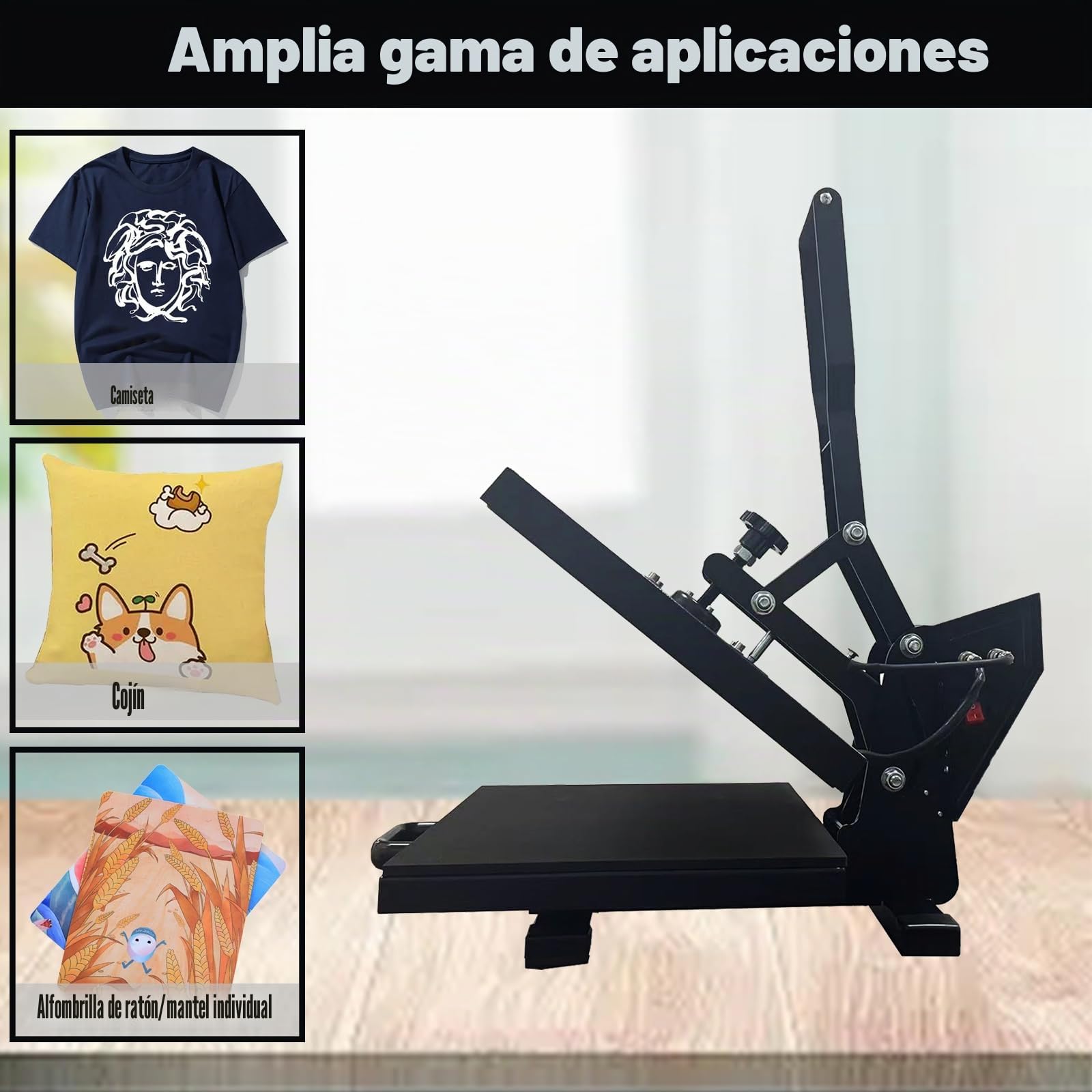 Prensa de transferencia digital de 38x38 cm y 1400 W, para transferir diseños y obras de arte en camisetas, bolsas de lienzo, alfombrillas de ratón de 15"x15"