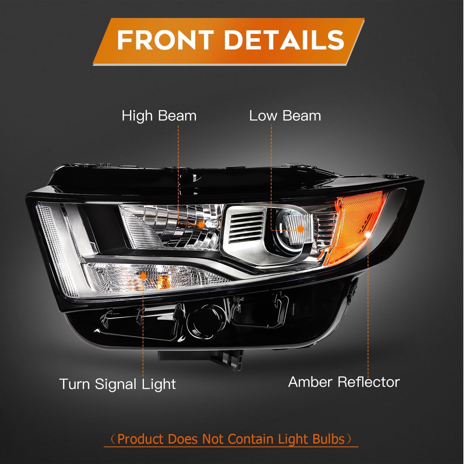 Headlight Assembly Fit 2015-2018 For Ford Edge Black Housing Amber Corner Driver Side FT4Z13008F FO2502341