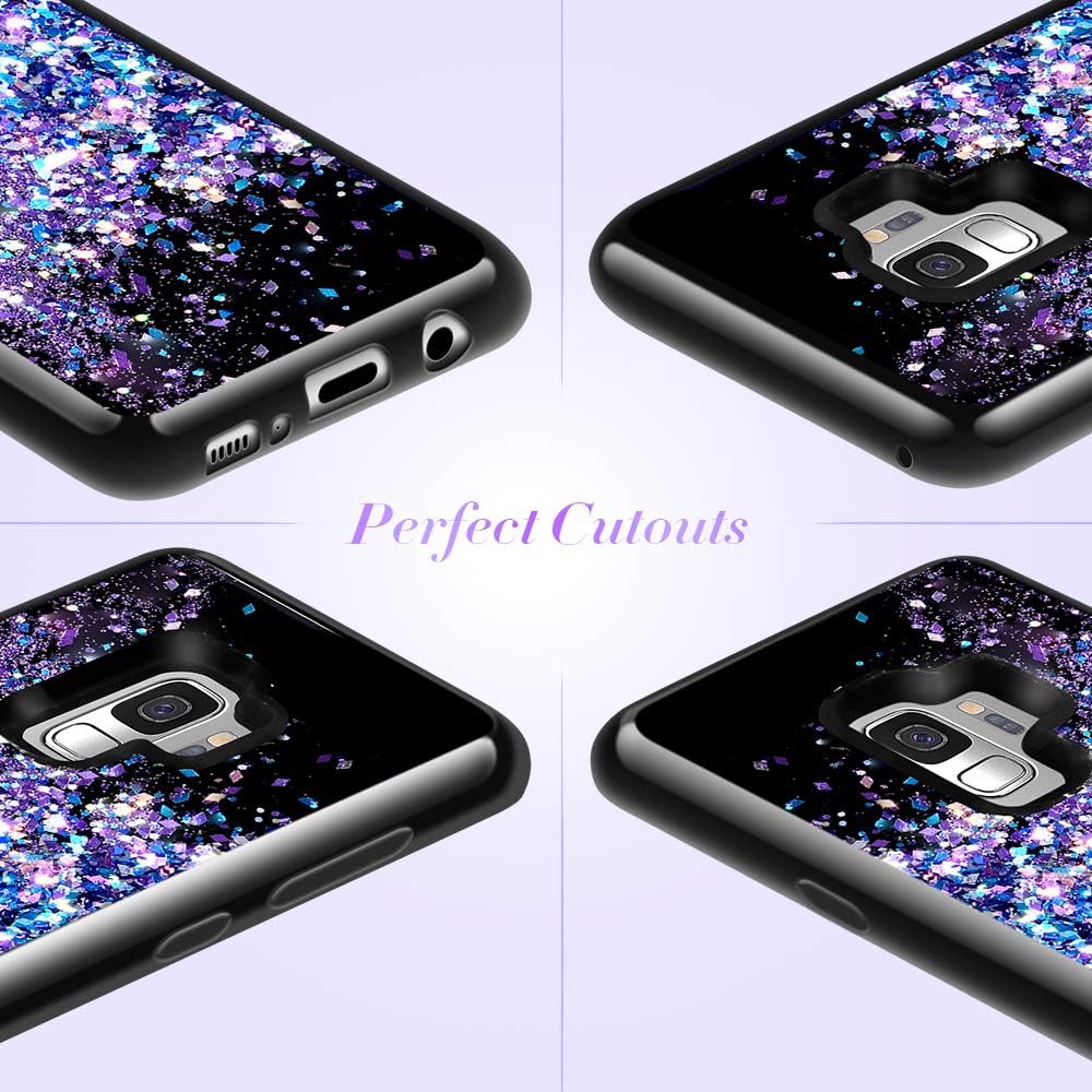 Caka Galaxy S9 Case, Galaxy S9 Glitter Case Starry Night Series Luxury Fashion Bling Flowing Liquid Floating Sparkle Glitter Girly Soft TPU Case for Samsung Galaxy S9 (Blue Purple)