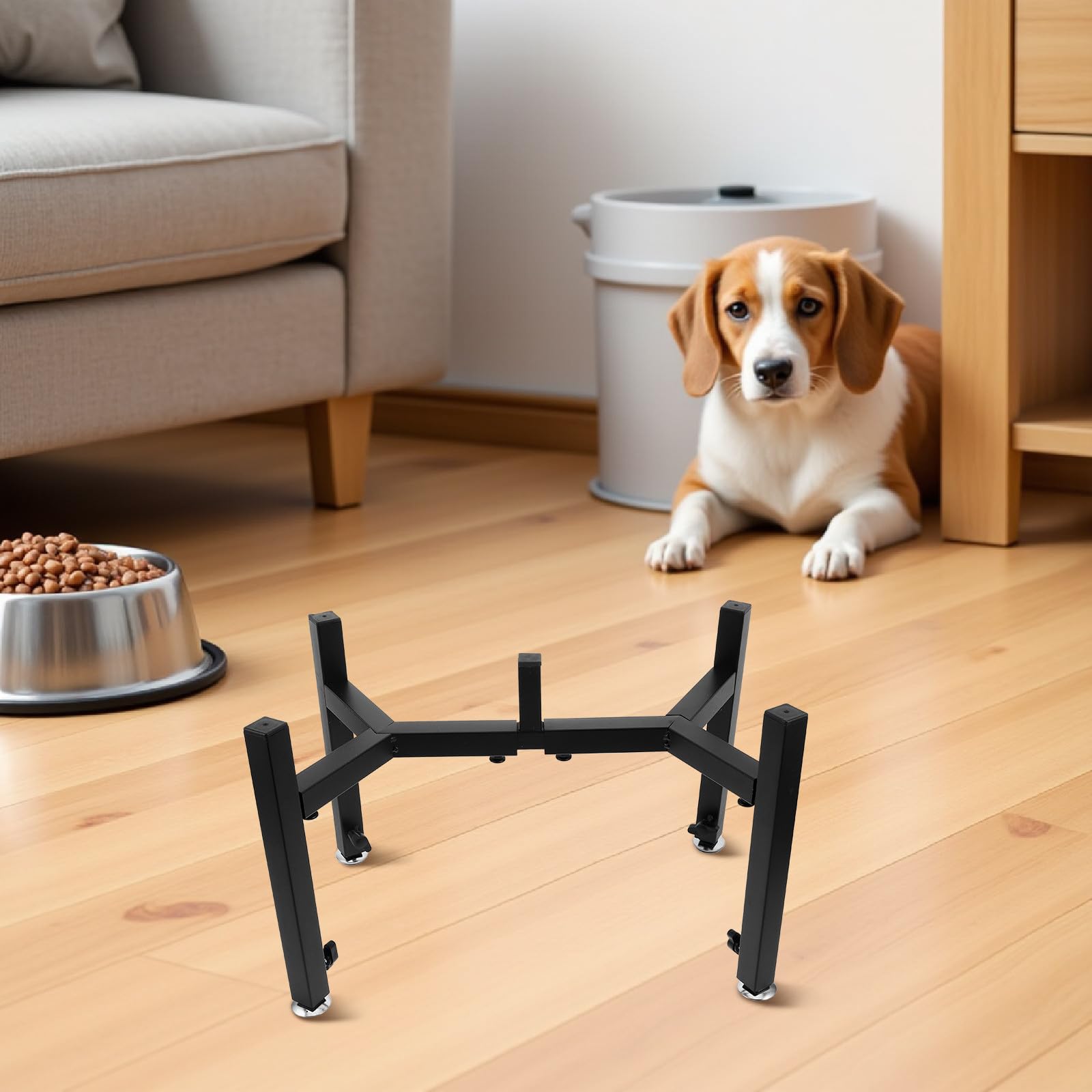Soporte Ajustable para Comederos Elevados de Acero Inoxidable Doble Cuenco para Perros, Plataforma Estable y Diseño Ergonómico para Camping y Exteriores