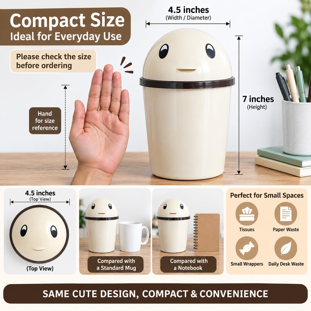 Titox Mini Trash Can - Swing Lid Desktop Bin -2
