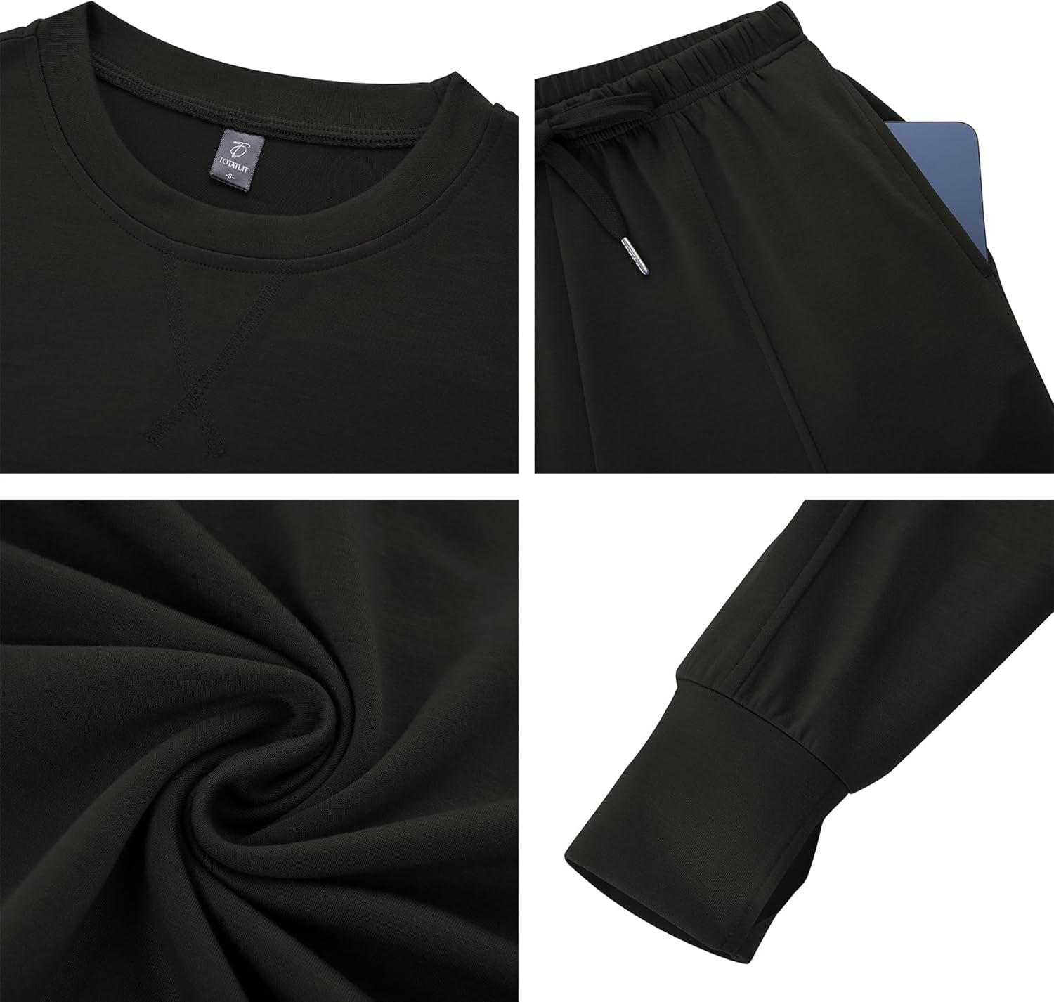 Totatuit Women's Long Sleeve Sweatsuit Sets Wide Leg Pants with Pockets Tracksuit 2 Piece Travel Outfits S-XXL - Image 5