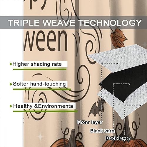 Miniatura 6 de Cortina de bosque de Halloween de terror, castillo de bosque, calabaza, murciélago, búho, gato, cortina de cocina, dormitorio, sala de estar,