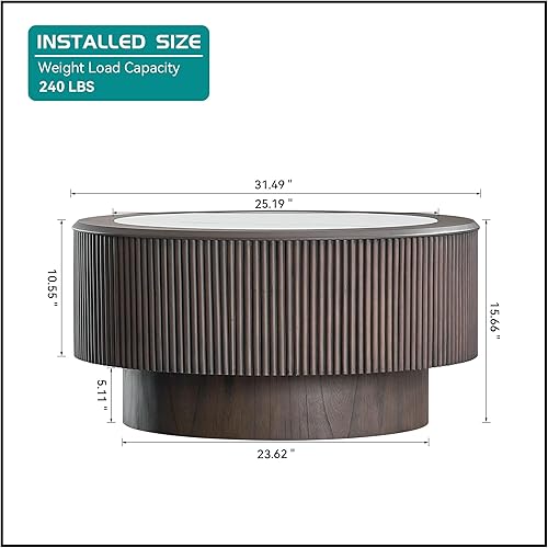 Miniatura 135 de kevinplus Mesa auxiliar negra para sala de estar, diseño de borde dorado inferior, negro y dorado (diámetro de 15.6 x 19.5 pulgadas) S1-negro y