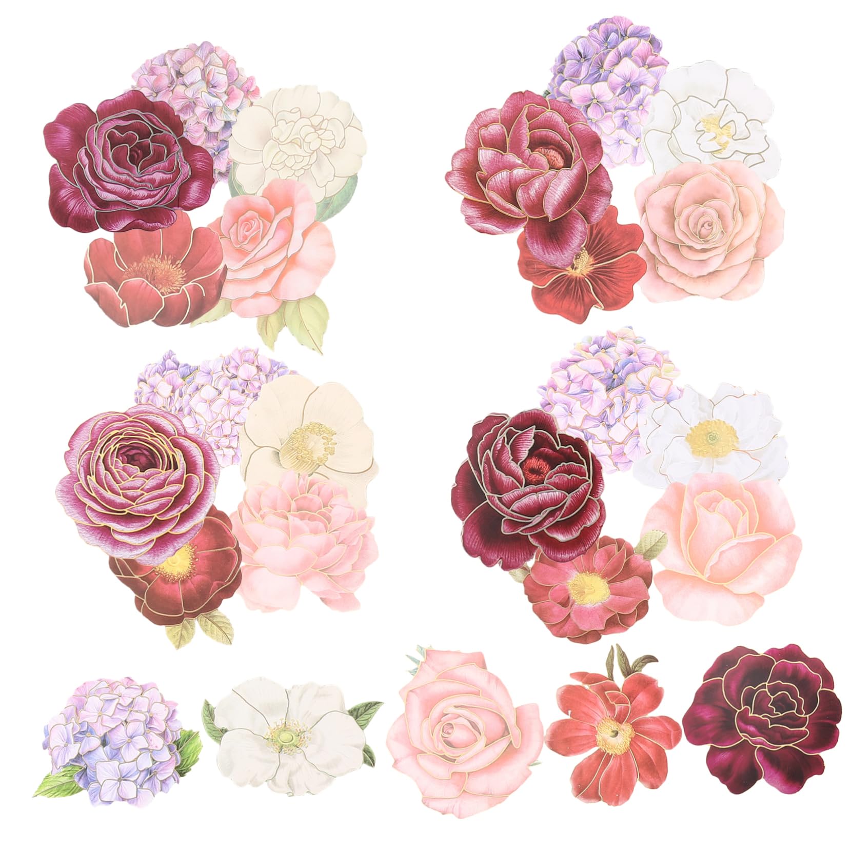 Gadpiparty 3 Set Sticker Decorativi Floreali Per Notebook E Scrapbook Da Adesivi Per Bottiglie E Decorazioni Facili Da Applicare E Resistente All Usura Per Laptop E Altro 50 Pezzi*3