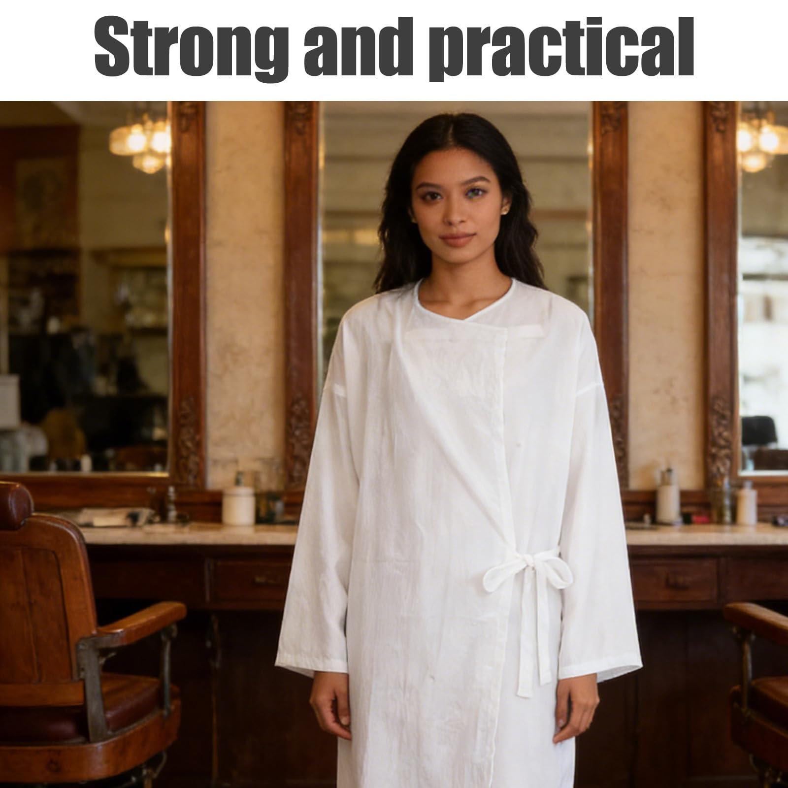 Capas de peluquería para clientes: estilo kimono con lazo ajustable en la cintura - Capa grande de crepé para corte, teñido y maquillaje, spa, barbería y hotel.