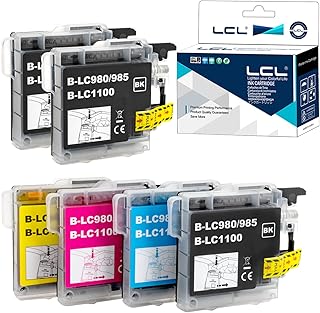 LCL Compatible Ink Cartridge LC980 LC1100 LC1100BK LC1100C LC1100M LC1100Y (3Black 1Cyan 1Magenta 1Yellow) Replacement for Brother DCP-J140W 145C 165C 185C 195C 197C 365CN 375CW