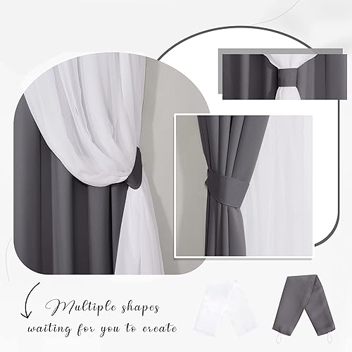 Miniatura 4 de PONY DANCE Paño de cortina opaca de gasa con alzapaños agregados