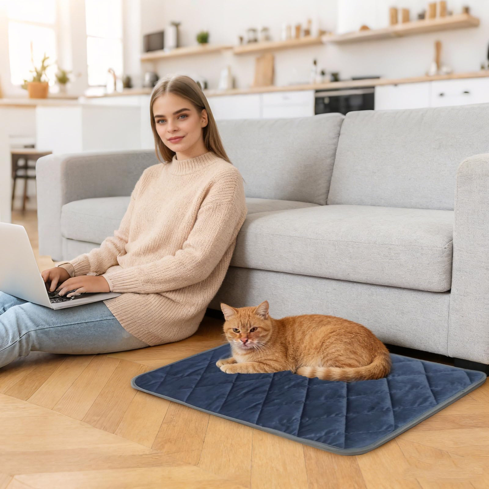Tapis chauffant pour chat | Pas d'électricité nécessaire – Tapis auto-chauffant à 5 – Pour animaux domestiques, chiens, chats, chatons, intérieur et extérieur, maison, salon, hiver