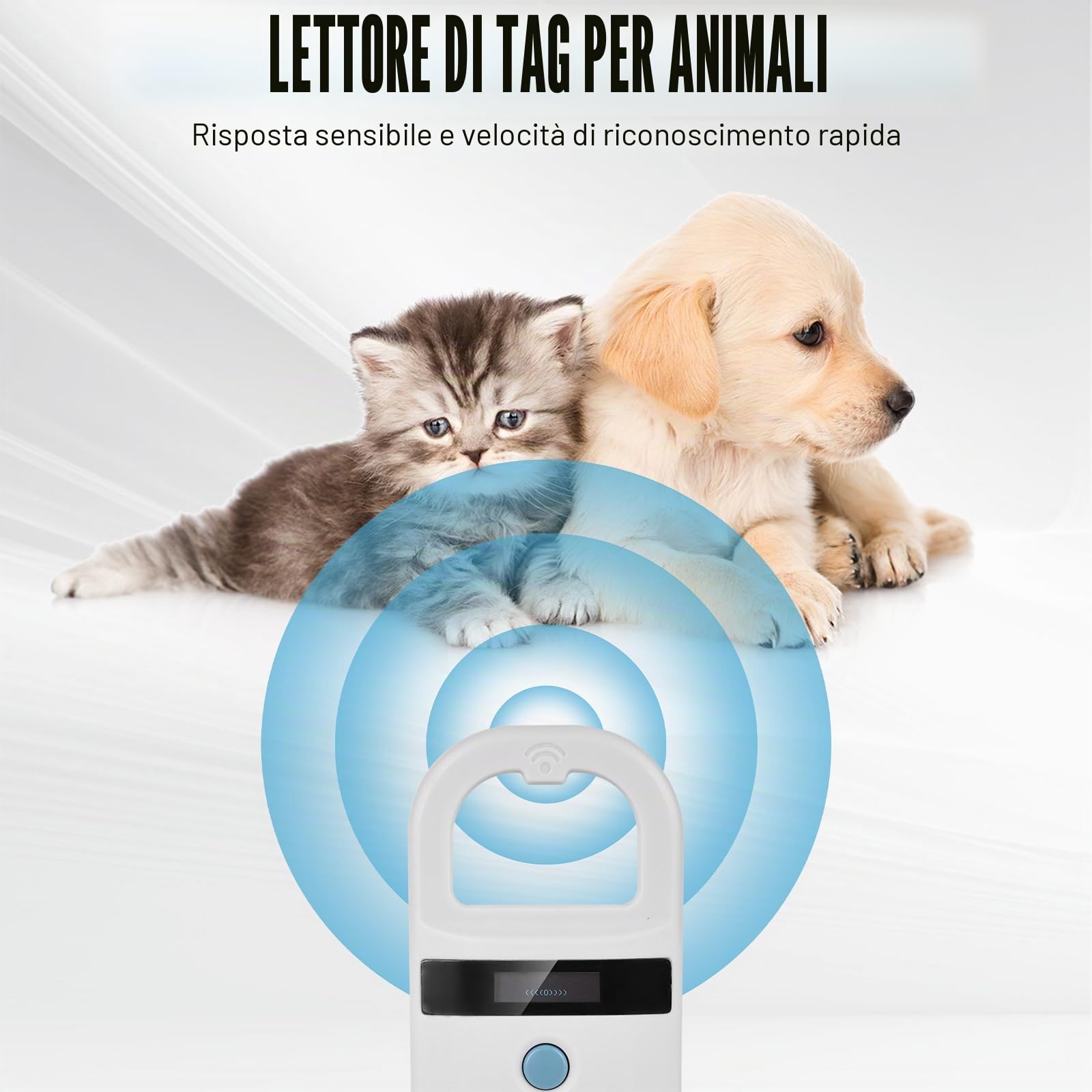 Aicharynic Lettore di chip per animali domestici,bianco,lettore di microchip per cani/gatti,lettore di microchip per animali domestici,scansione microchip per cani,scanner per animali domestici