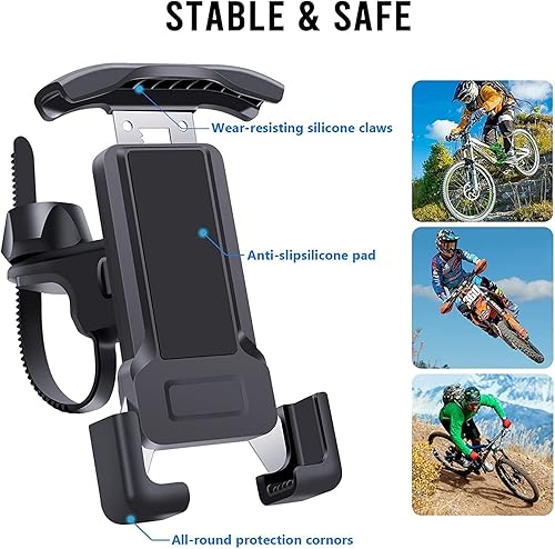 Miniatura 2 de Asunby Soporte para teléfono de bicicleta, soporte para teléfono de motocicleta, manillar de motocicleta, abrazadera de teléfono celular, clip de