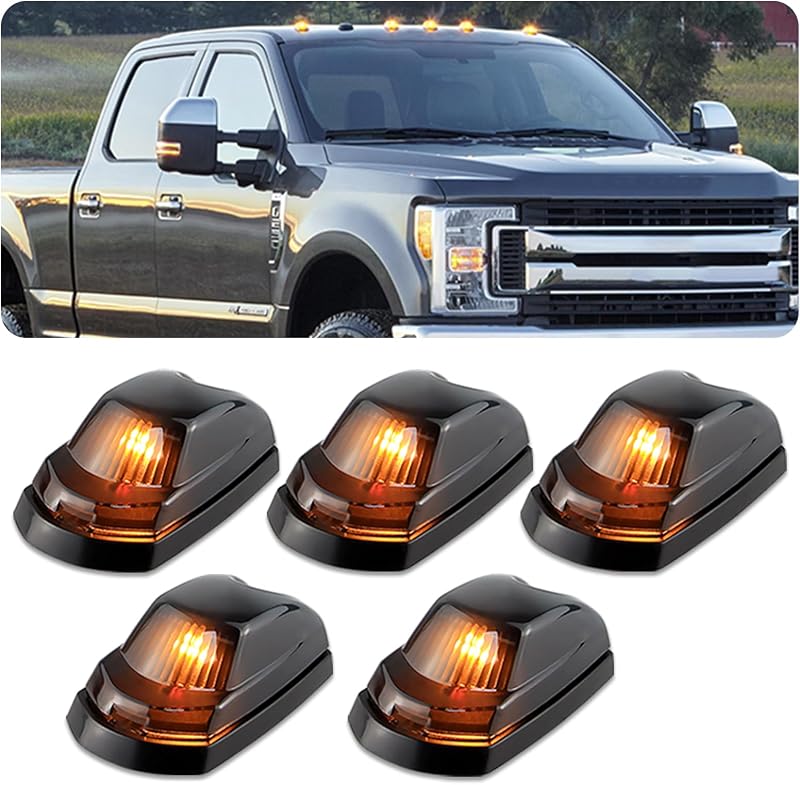 Luzes LED âmbar de sinalização para teto de cabine Aunvista para caminhões e SUVs – Kit com 5 unidades
