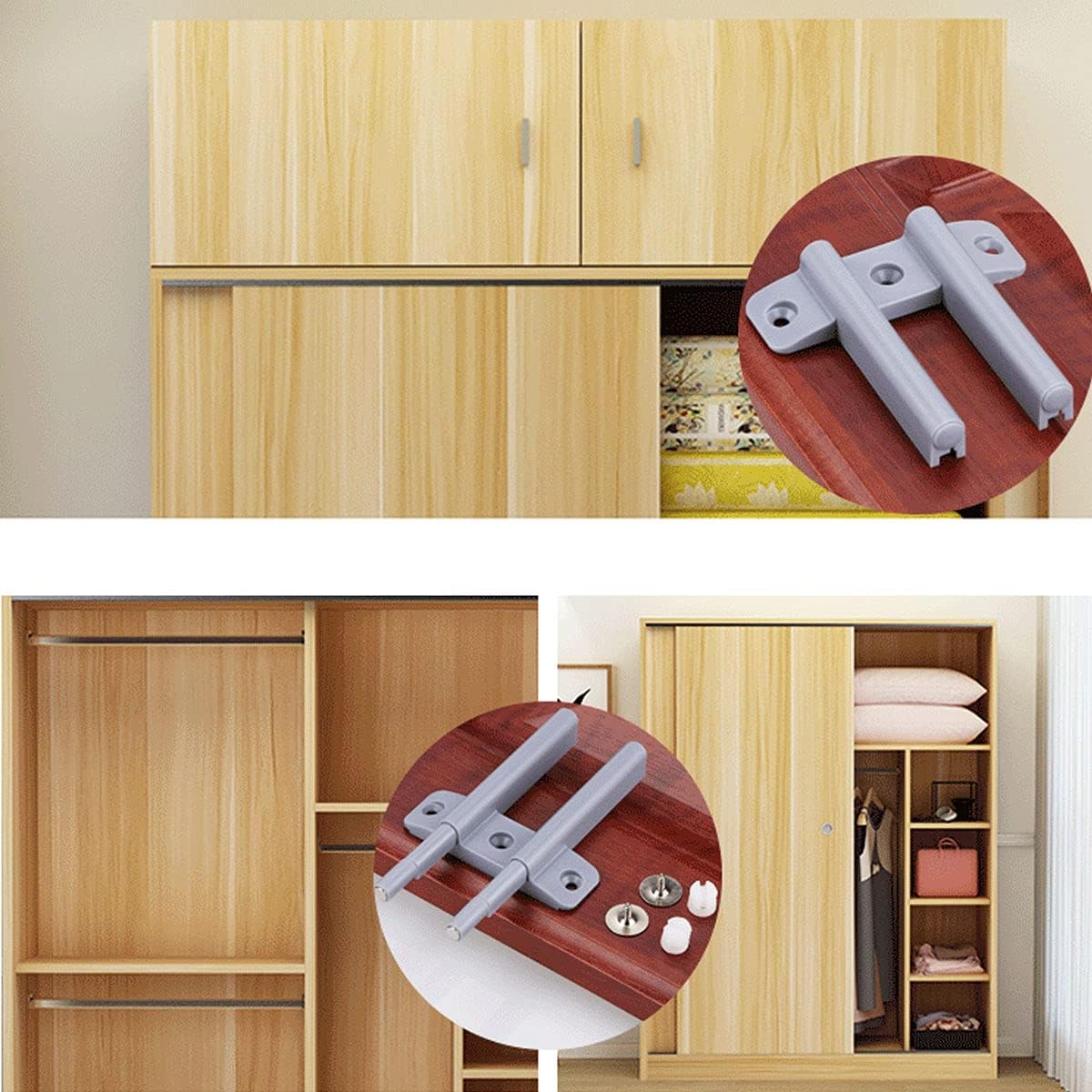 Push-to-Open Door Catch Cupboard Latch Touch 3 pcs Heavy Duty Cabinet Drawer Magnet to Open Pressure Release Grey