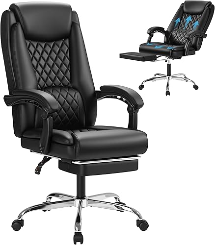 Furmax Silla de oficina con reposapiés, diseño ergonómico de respaldo alto, silla ejecutiva de escritorio para computadora, 400 libras, sillas de