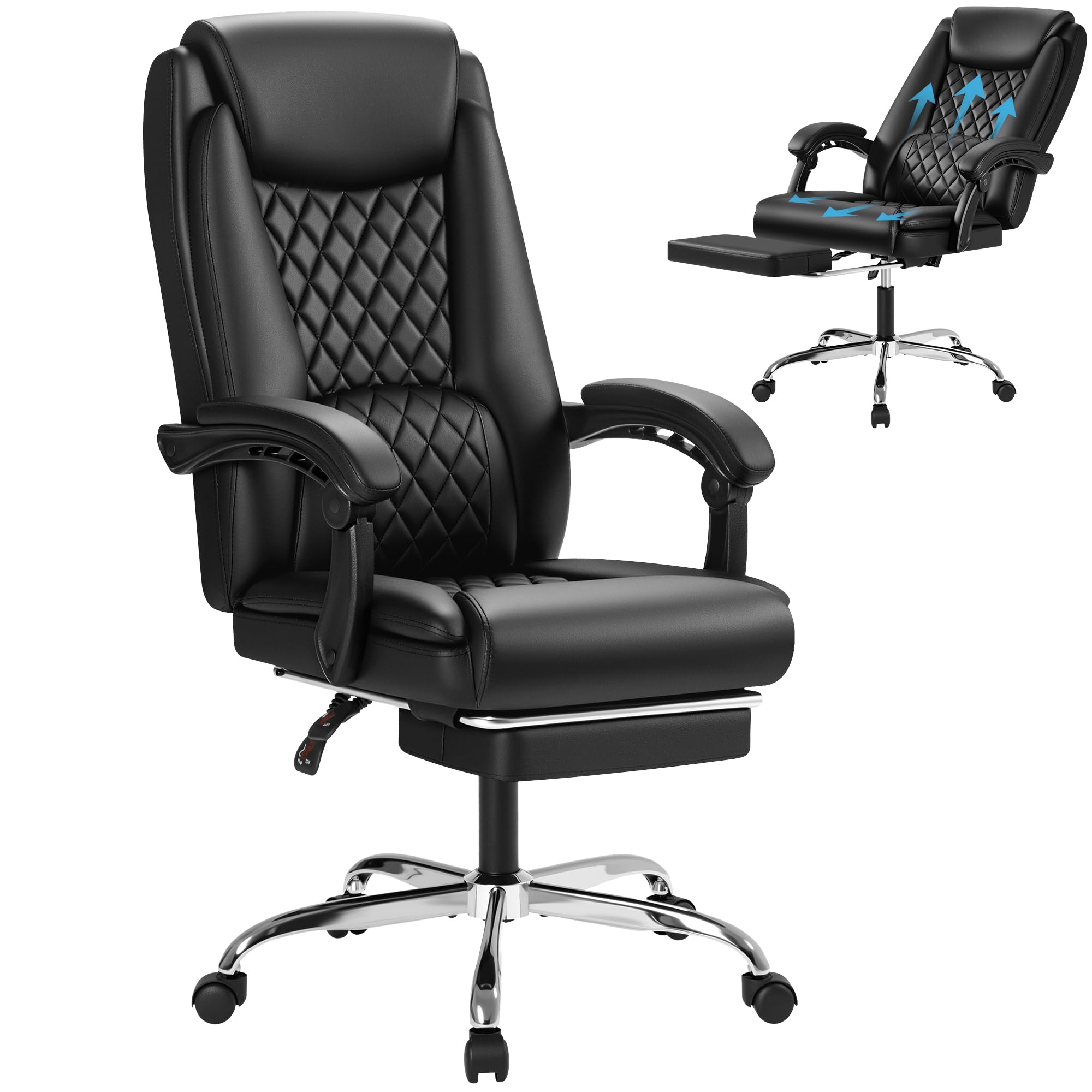 Furmax Office Chair with Footrest Ergonomic High Back Design Executive Computer Desk Chair400lbs, 90-135° Reclining Leather Home Office Desk Chairs