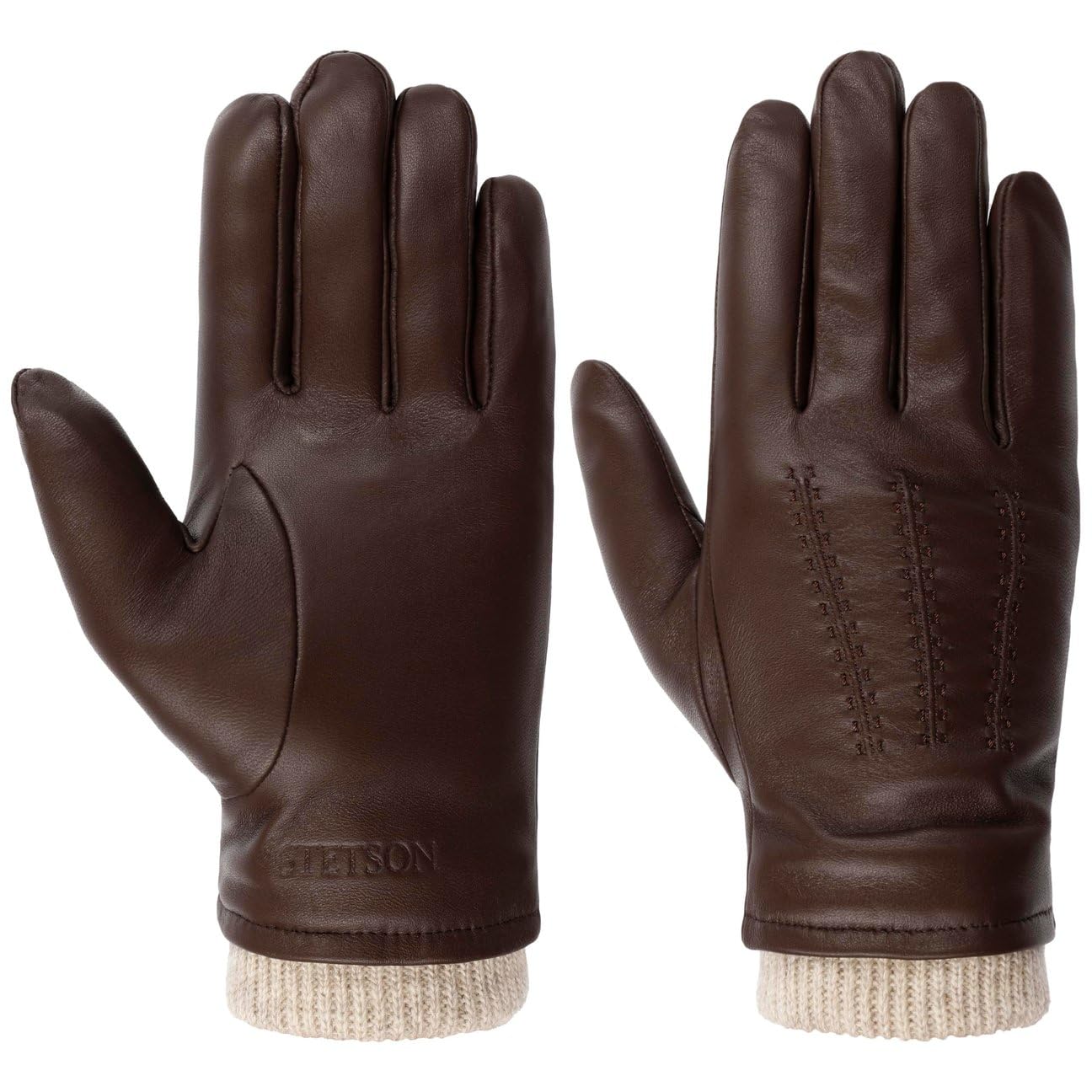 Stetson Conductive Sheepskin Lederhandschuhe Einfarbige Handschuhe Kontrastschaft Elegante Fingerhandschuhe Herren Herbst Winter