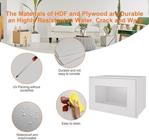 Miniatura 6 de LOVMOR Armarios de pared, botiquines con puertas de cierre suave, muebles decorativos para salas de estar, dormitorios, cocinas, lavanderías, gris