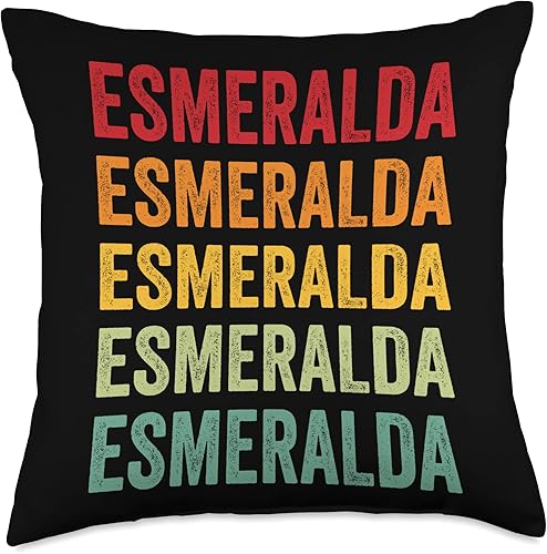 Esmeralda Rainbow Repetition of Esmeralda Name Text Throw Pillow