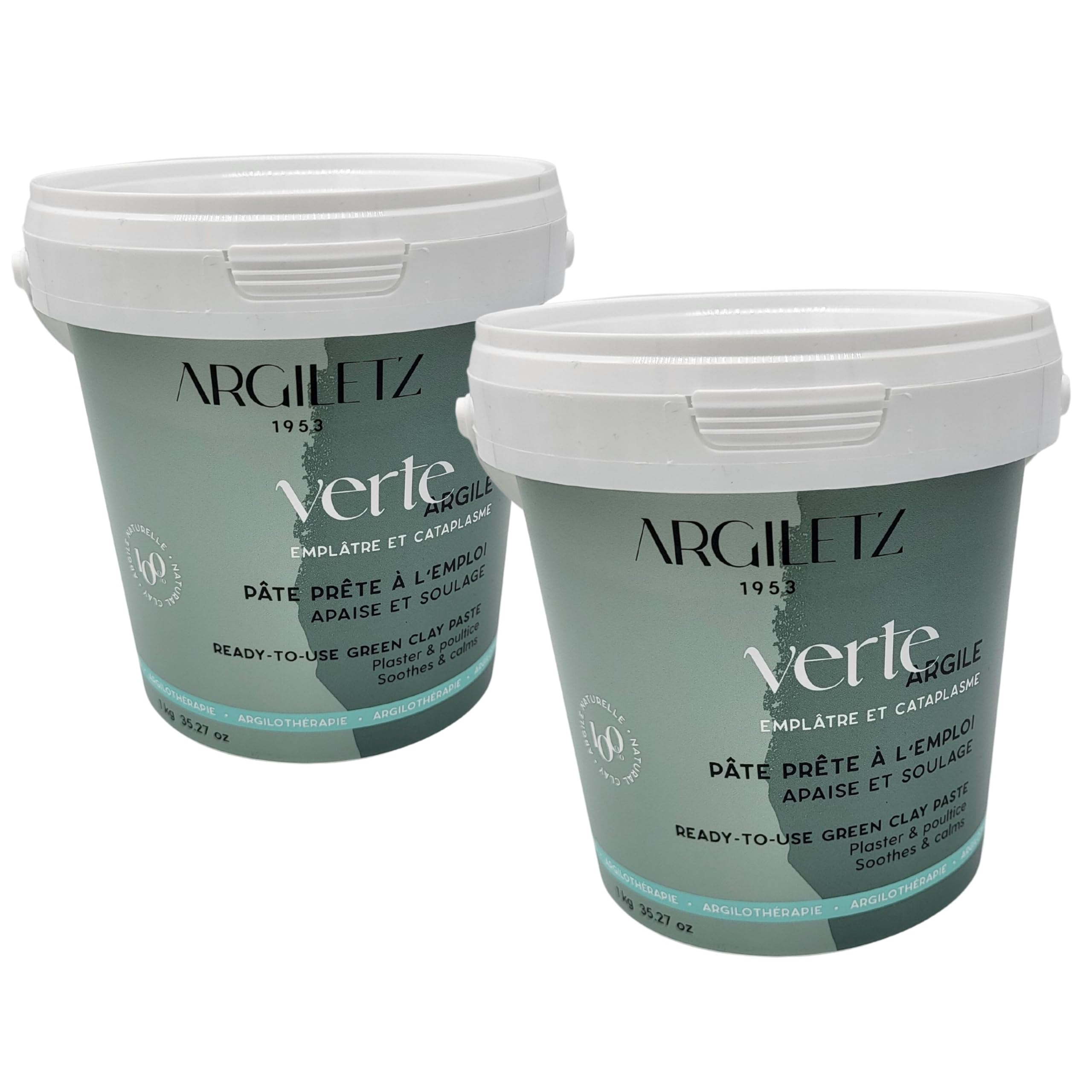 (ARCILIA) Argiletz - Set di 2 vasi - Argilla verde 1 kg, pronto all'uso