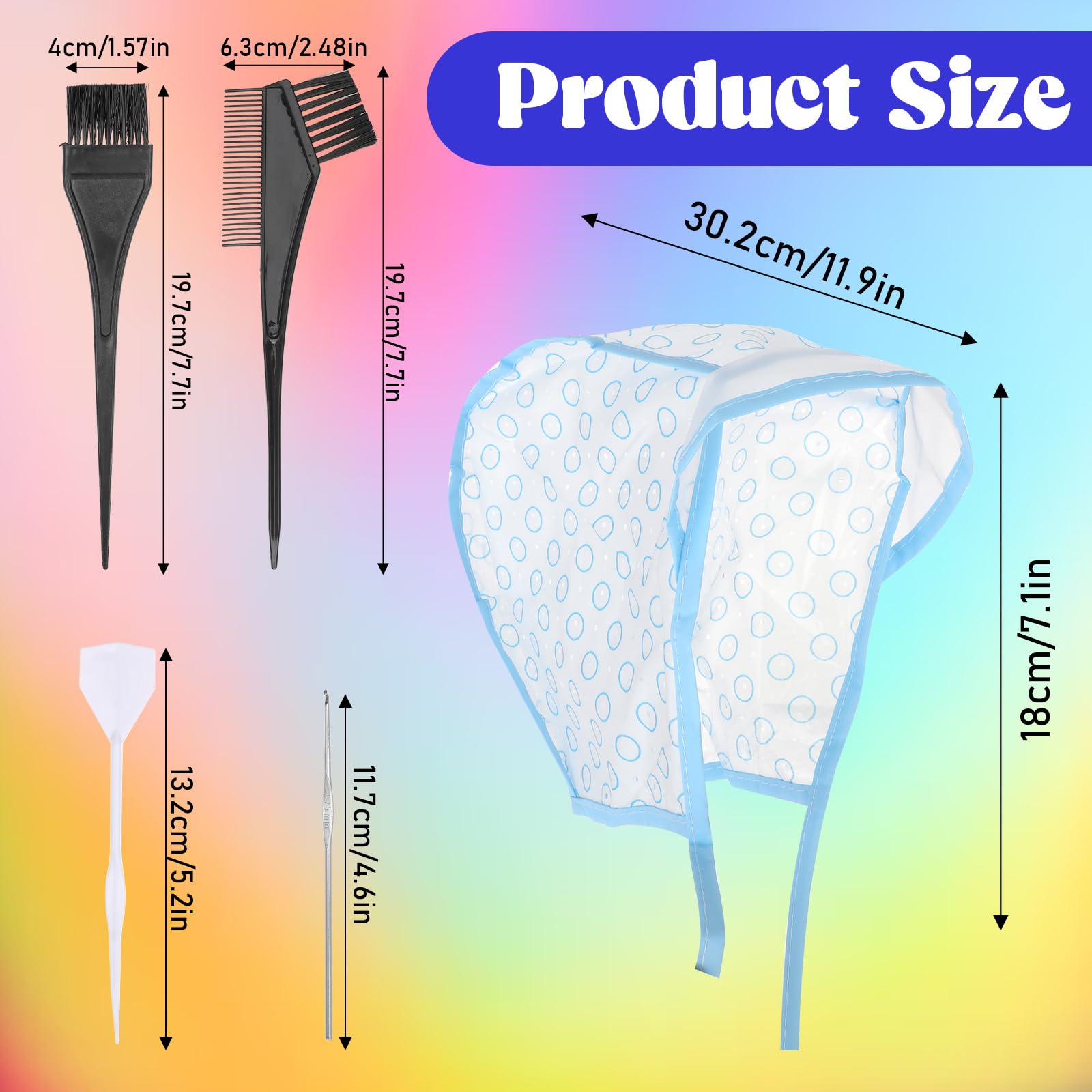 JJUNW 3 Pcs Hair Highlighting Caps, Bleach Cap Coloring Frosting Dye Kit, Highlighting Kit, Highlight Cap with Hooks Highlight Hair Coloring Frosting Dye Kit for Salon Hair Dyeing Hairdressing