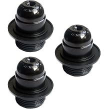 Bakelite Vintage Lamp Light Bulb Holder,FINELED 3 Pcs E27 ES Screw Light Bulb Holder Socket Pendant Fitting Set Black, With ring