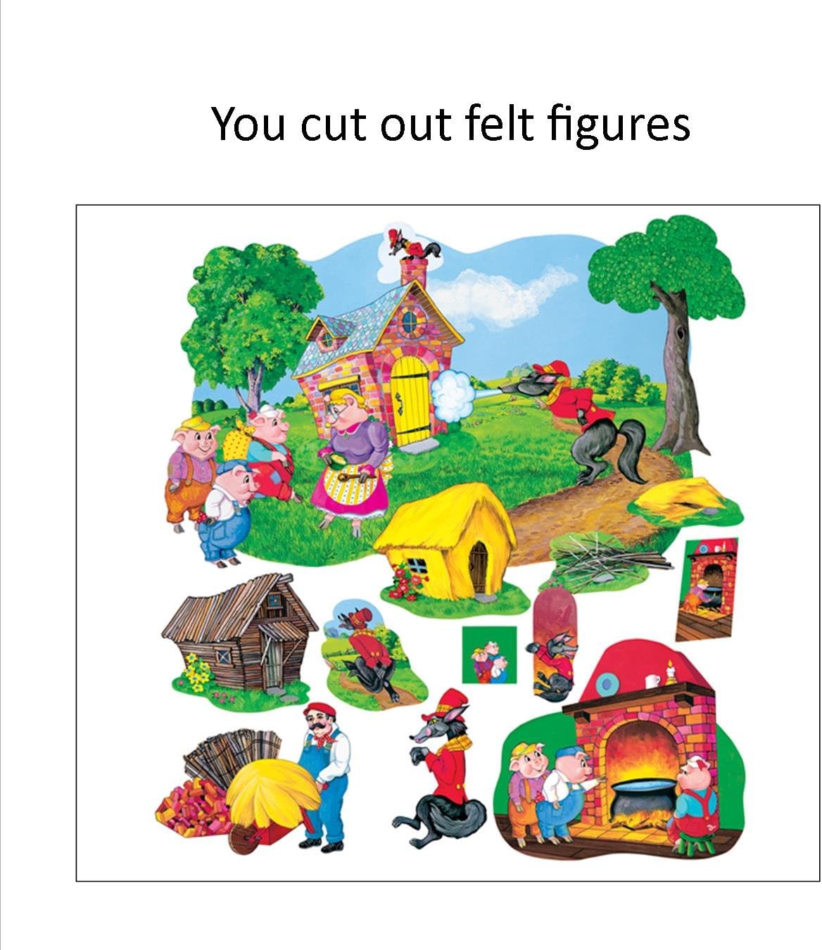The Three Little Pigs Deluxe Flannel Board Set- uncut +worksheets