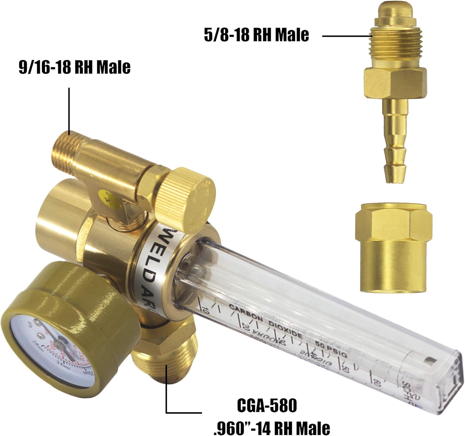 RX WELD Argon/CO2 Mig Tig Flow Meter Gas Regulator Gauge With Gas Hose Welding Weld - - 