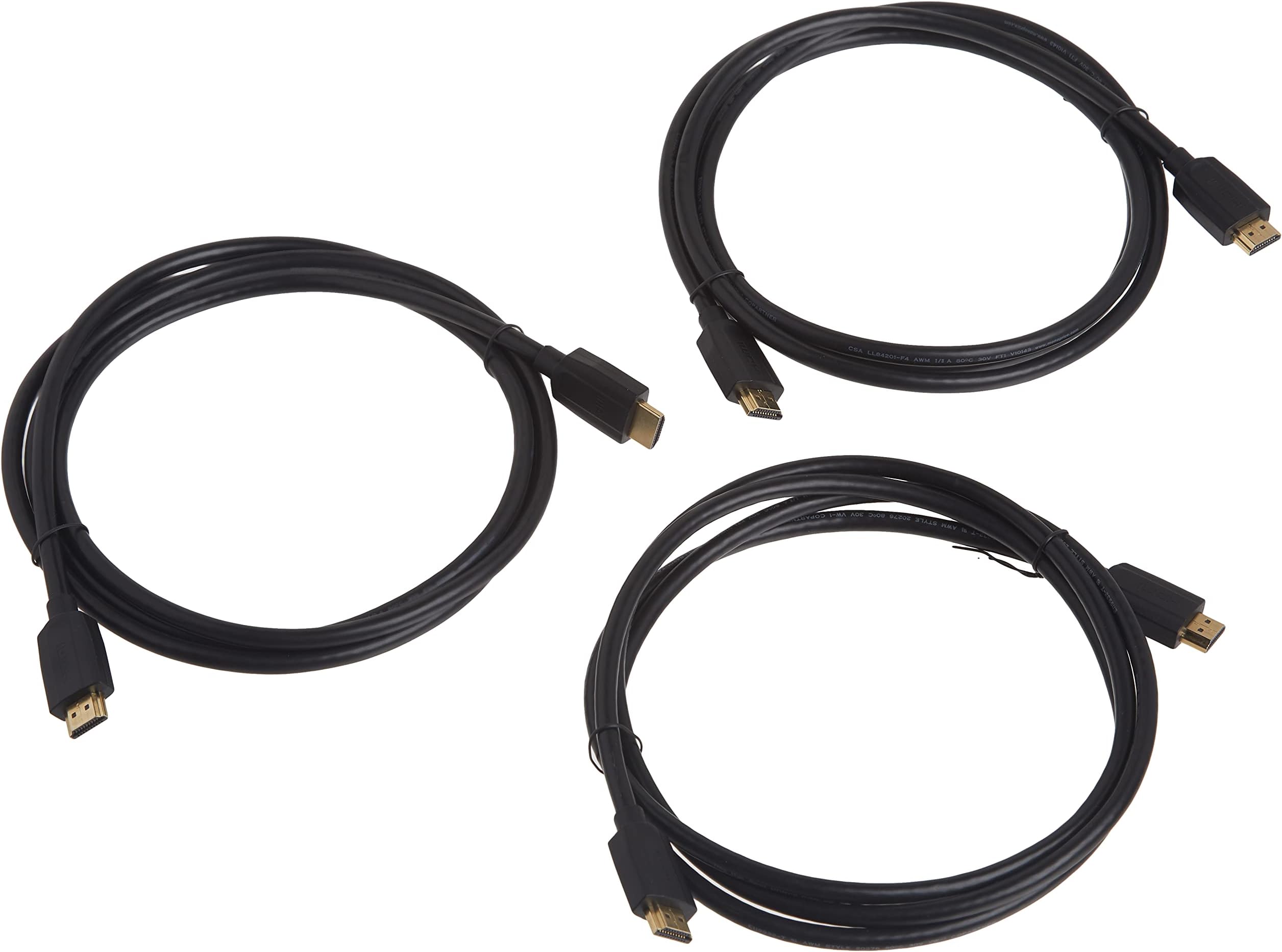 Monoprice Ultra 8K High Speed HDMI Cable - 6 Feet - Black, 48Gbps, 8K, Dynamic HDR, eARC, UHDTV, AMD FreeSync - DynamicView, 13948, (Pack of 3)