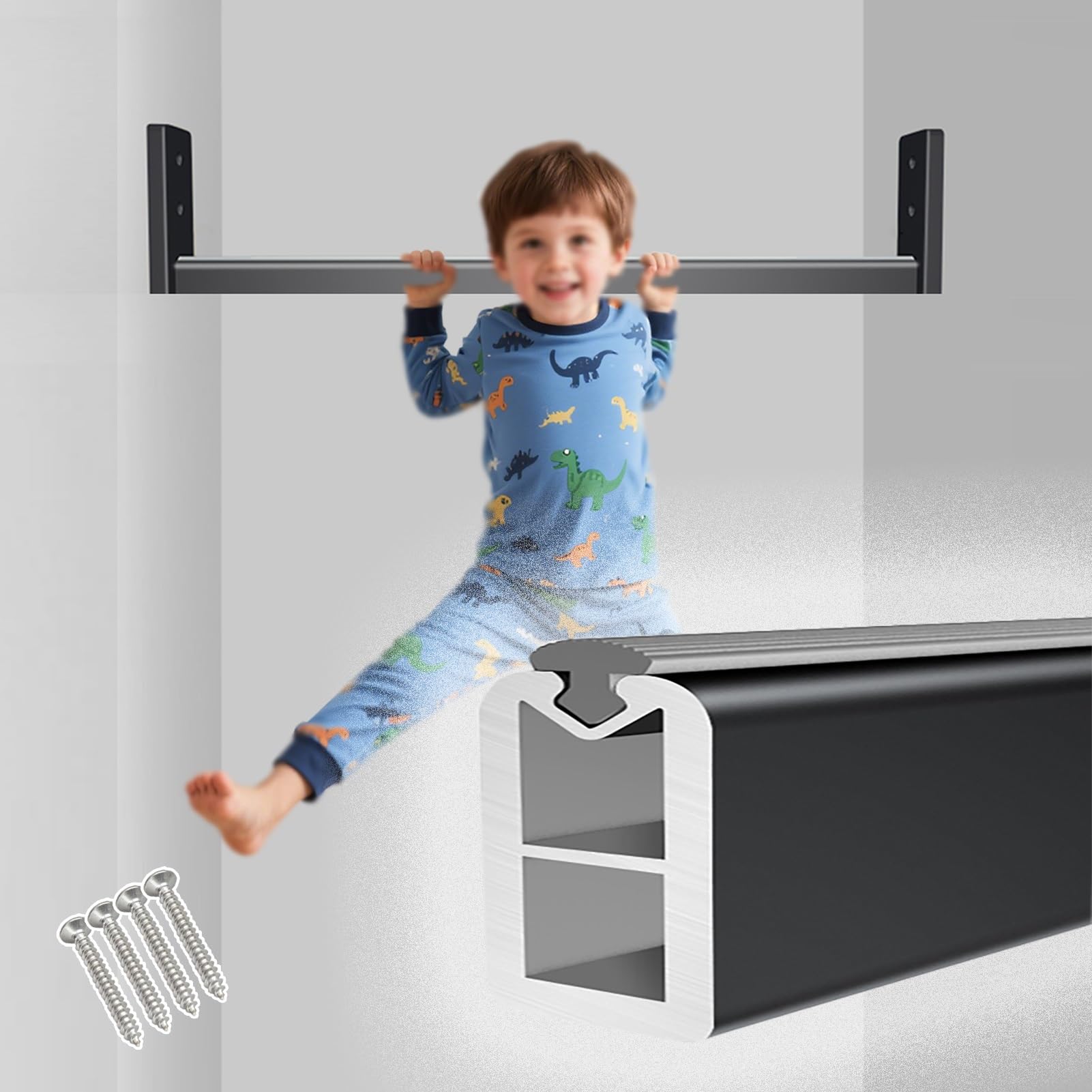 Asta Appendiabiti per Armadio Asta Appendiabiti Robusta per Armadio, Barra di Tensione Personalizzabile in Lega di Alluminio per Armadi, Asta Appendiabiti Oro/ Nera/ Grigia con Raccordi(Gray,170cm/68"