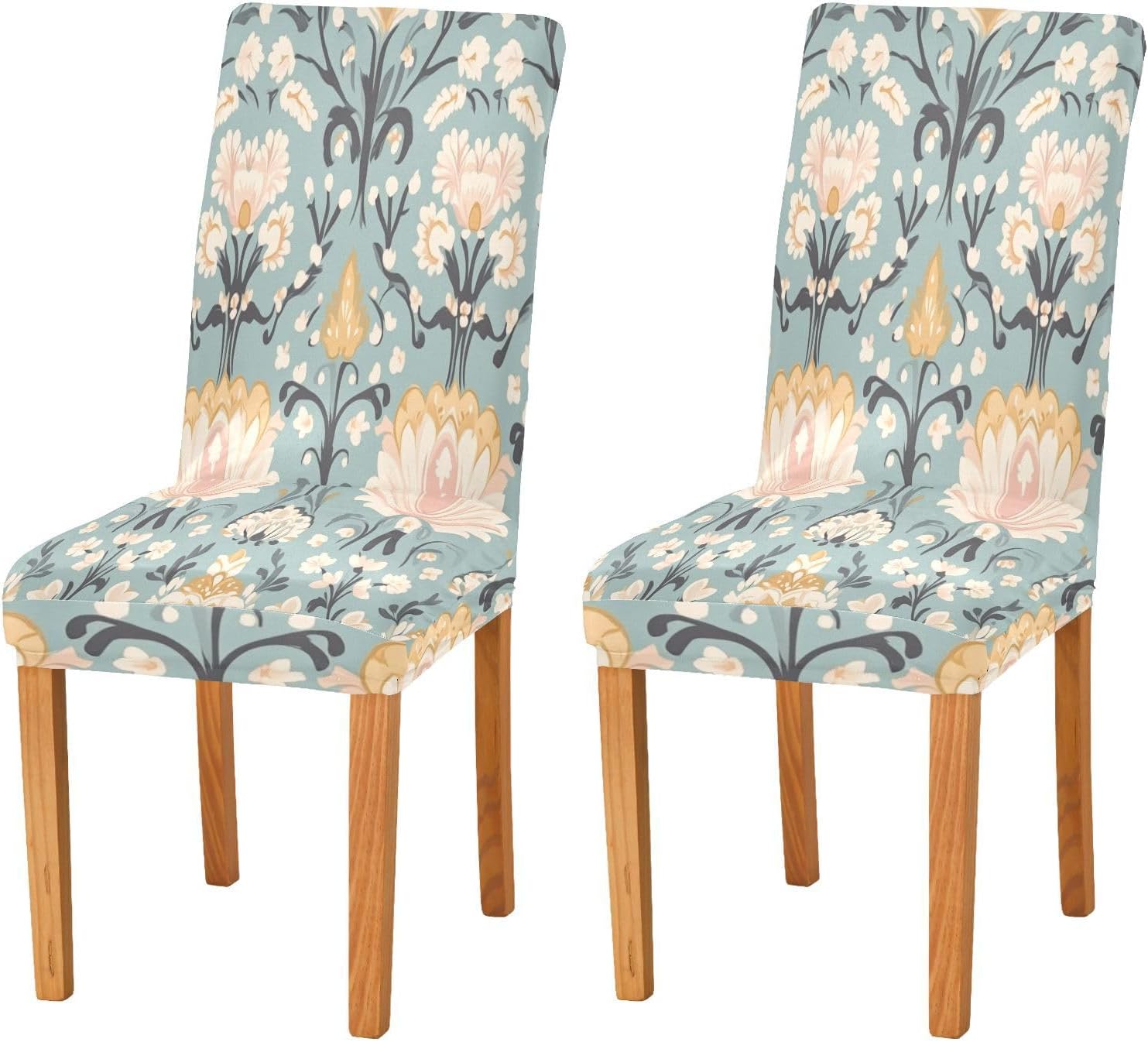 ALAZA Chair Covers for Dining Room, Indian Floral Pattern Stretch Chair Cover Sets Chair Protector Removable Washable for Ktichen Restaurant Hotel