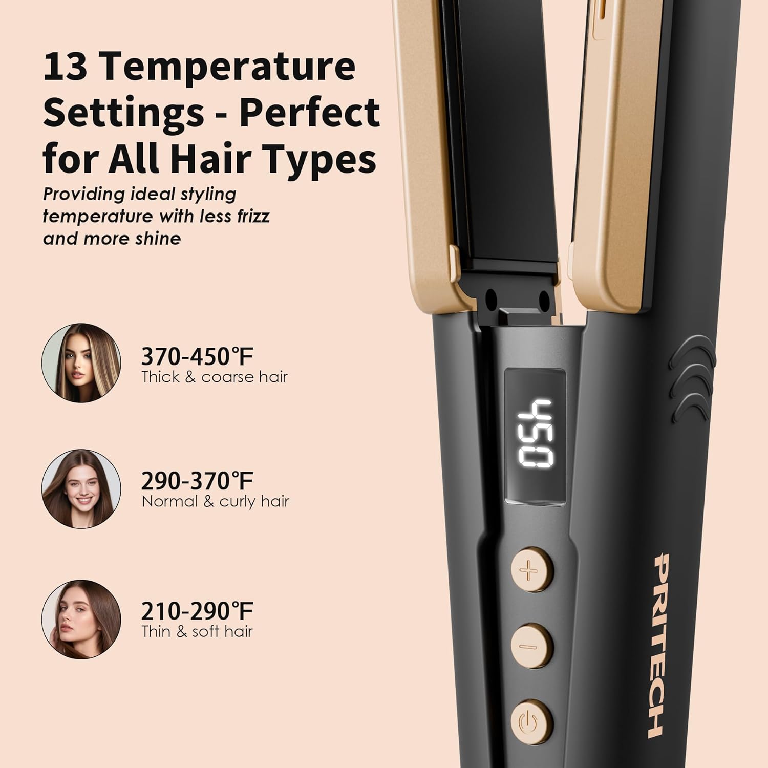 Hair Straightener Flat Iron, 1 3/4" Wide Ceramic Plates Ionic Dual Voltage Straightener for Thick Hair Women, 210℉-450℉ Fast Heating for Shiny and Smooth Results