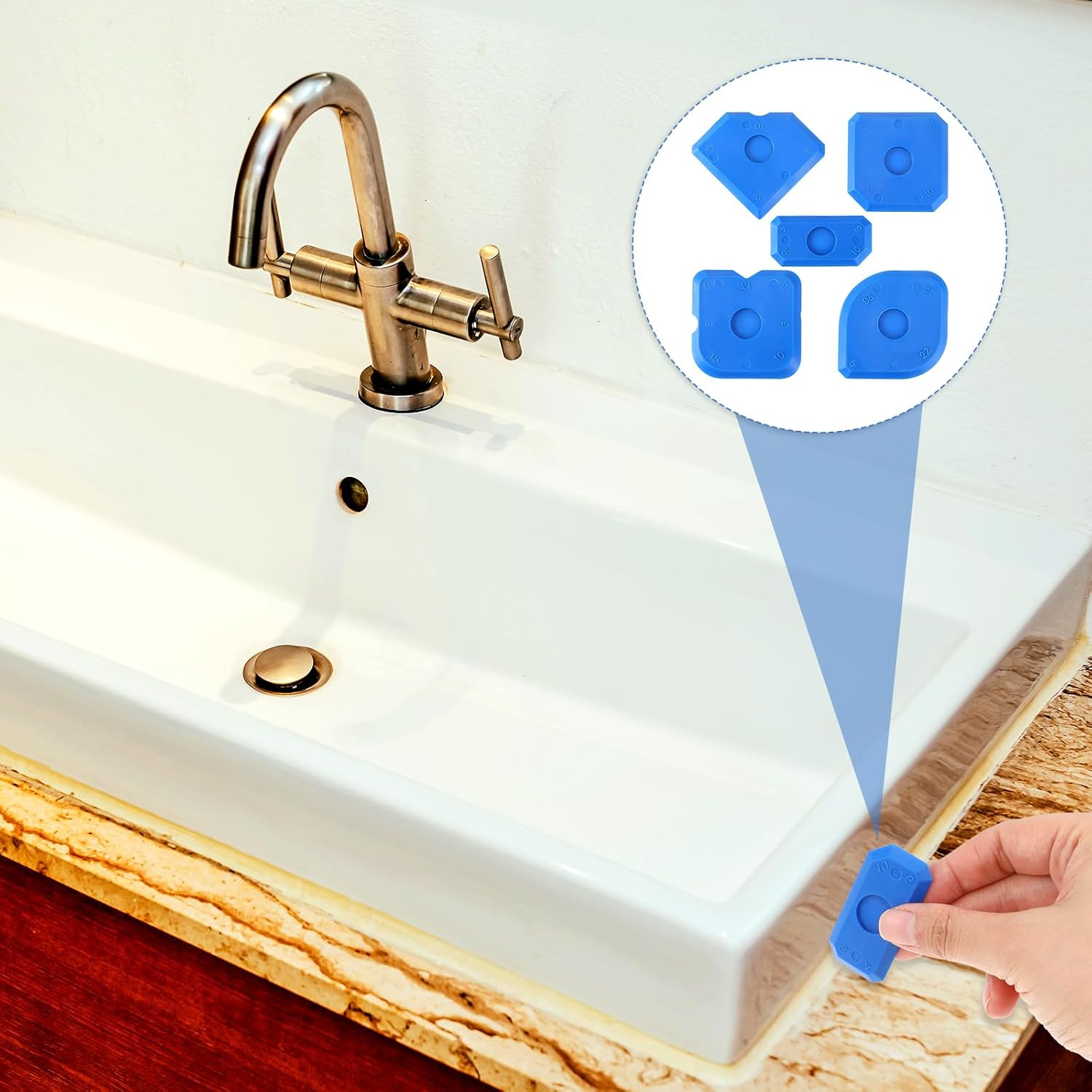 10 PCS Silicone Caulking Tool Set, Sealant Finishing Tool, Caulk Remover Tool, Portable Sealant Scraper, Reuse Grout Scraper for Kitchen Bathroom Floor Window Sealant Sealing Sink (Blue) - Image 6