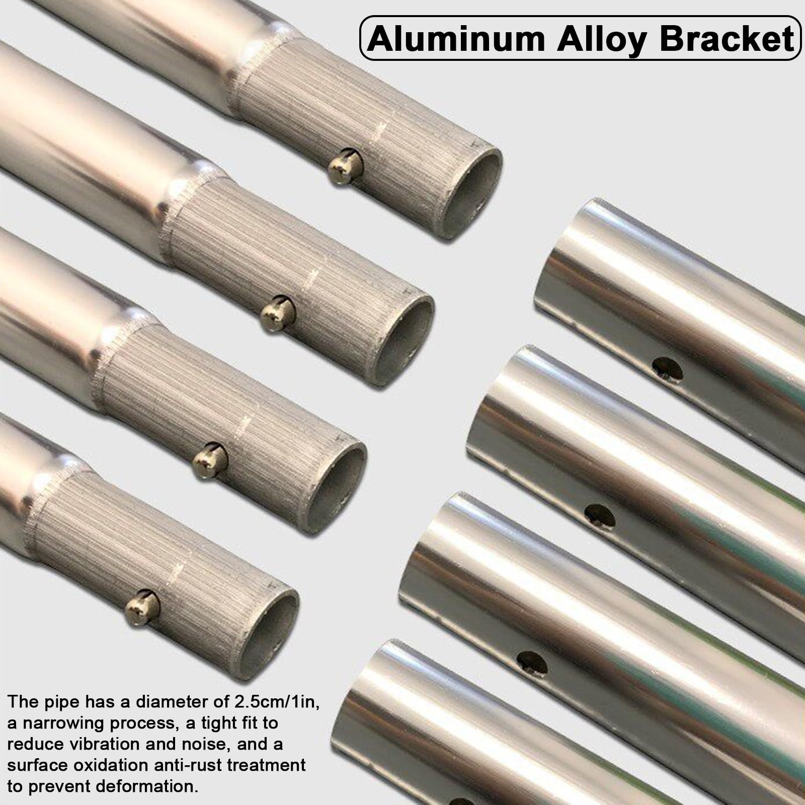 Tendalino Barca 4 Archi, Tendalino Bimini per Imbarcazione, Struttura in Alluminio, Tessuto Oxford 900D, con Custodia, 2 Pali di Supporto Posteriori e 2 Cinghie(230-260cm/90-102in)