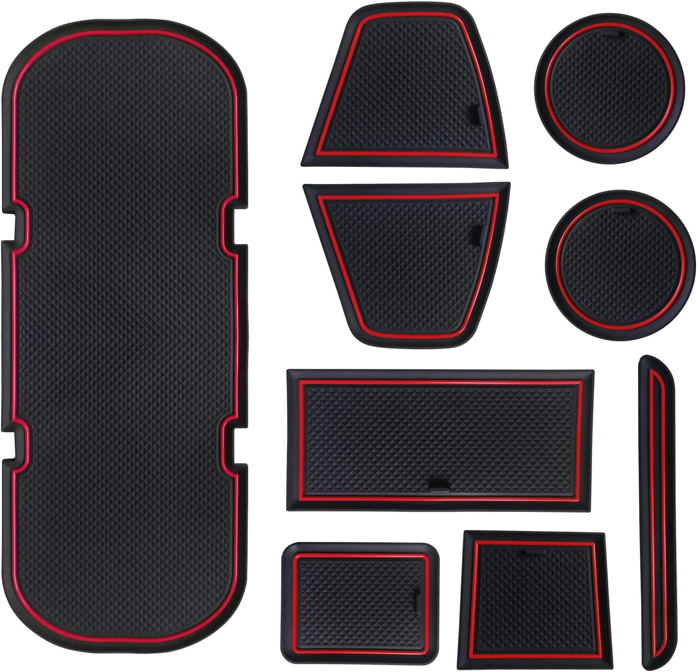 Sporthfish Cup Door Console Liner Accessories Compatible for BRZ 86 FR-S 2019 2018 2017 2016 2015 2014 2013 Subaru Toyota Scion Non-Slip Anti-dust Custom 9 pcs Set (Red)