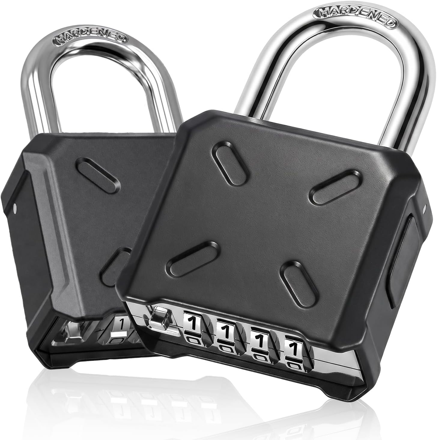 Diyife Heavy Duty Padlock with Hardened Steel, Outdoor Combination Padlock | Weatherproof Resettable Padlock, One-Handed Side Unlocking, for Garage, Gates, Fences, Sheds & Indoor Lockers (2 Pack, Black)