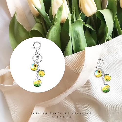 Miniatura 7 de 10 dijes de flores de margaritas de doble cara con imagen 3D de girasol amarillo, dijes de cuentas de vidrio para primavera y otoño, diseño de