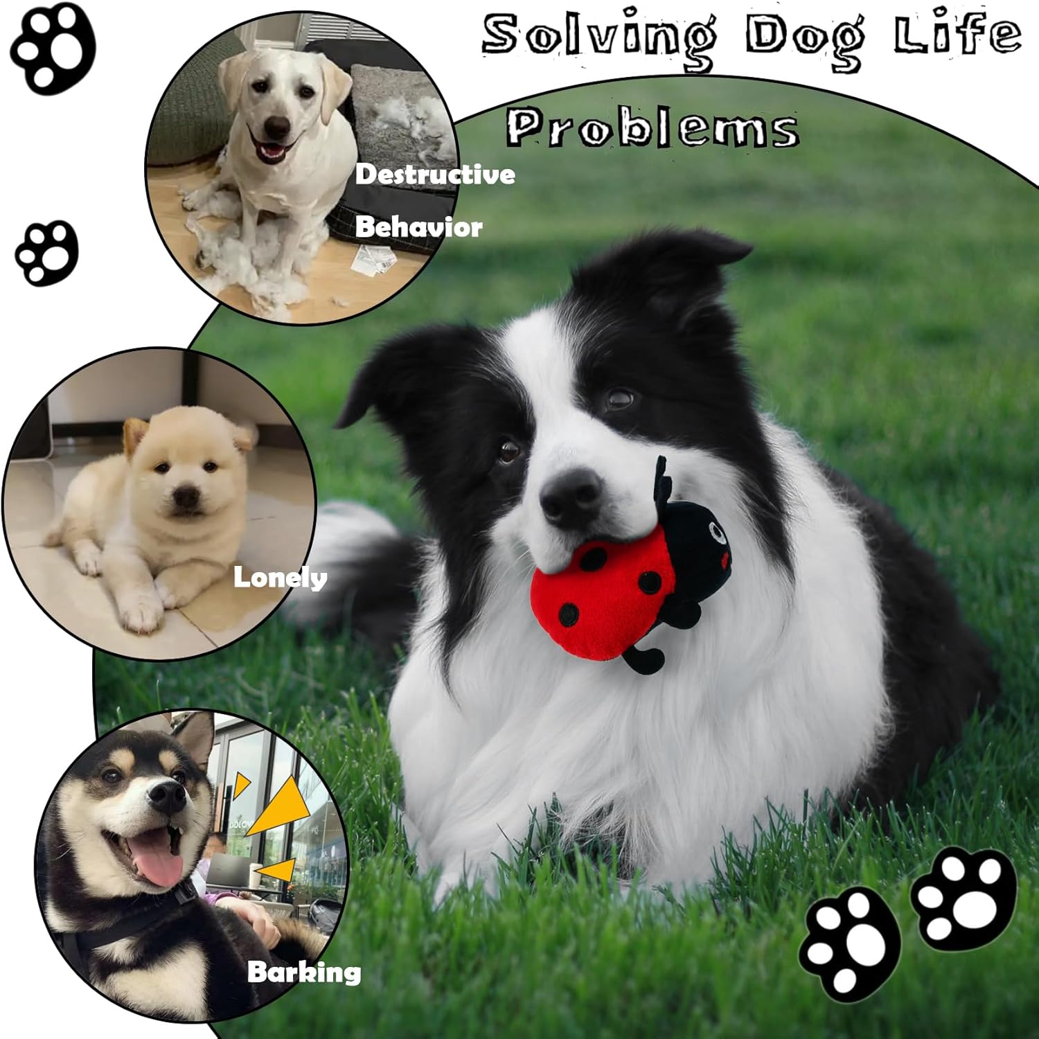 Hide and Seek Dog Toys, Interactive Squeaky Plush Puzzle Puppy Chew Toy to Keep Them Busy for Small Medium Large Dogs(Mushroom Hideaway with 5 Pack Ladybirds)