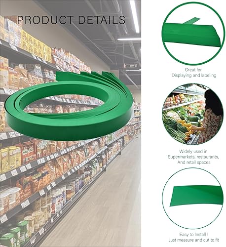 Miniatura 5 de STORE FIXTURES DIRECT Tiras decorativas de vinilo precortadas para estantería de góndola, 48 x 1.25 pulgadas, canal C, verde, paquete de 100