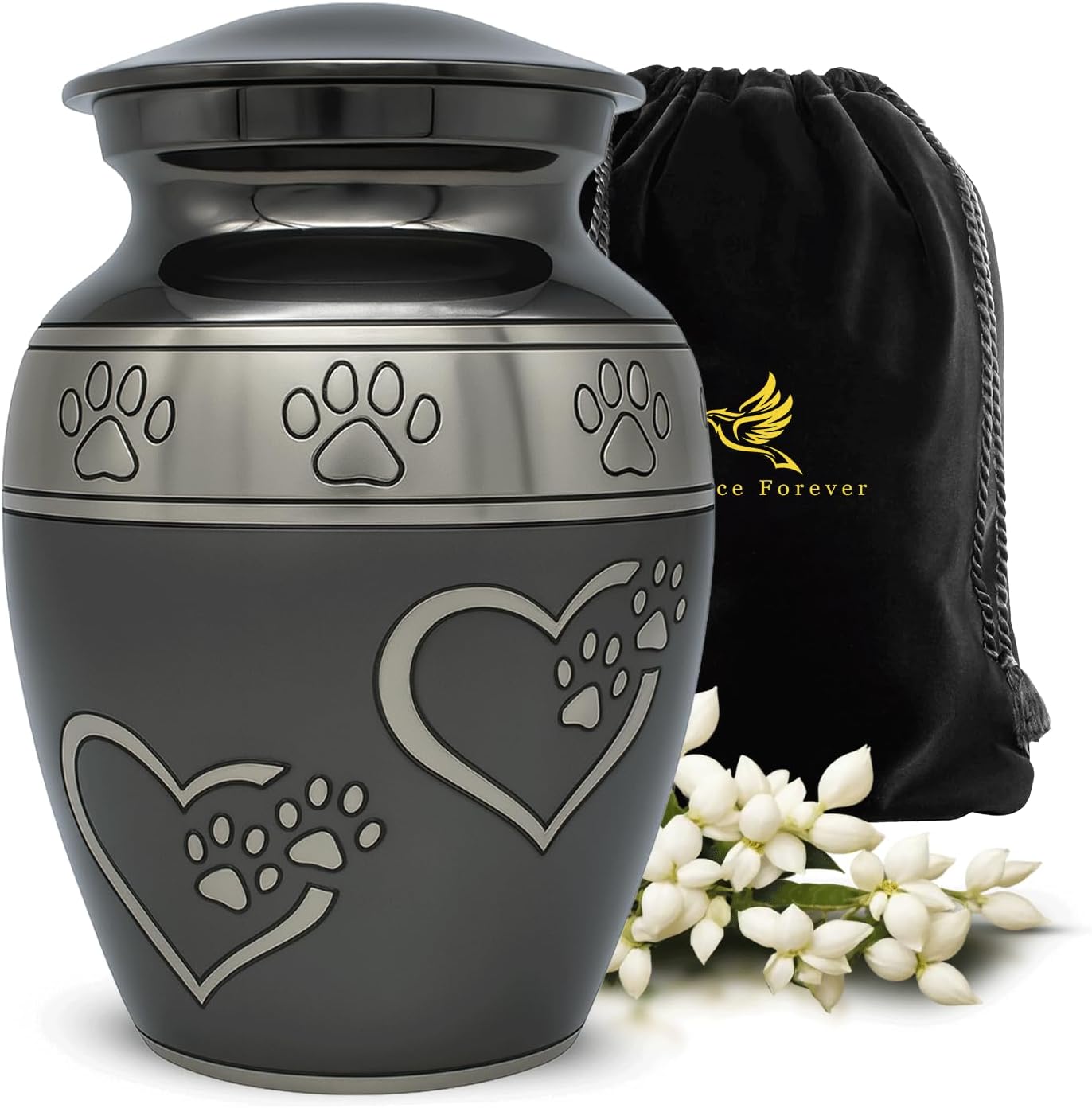 Medium Pet Ashes Urn - Cremation Urn for Dogs & Cats – Paw Print Memorial Urn - Holds Cremated Remains of Pets Up to 55 lbs - Elegant Design to Honor Your Furry Friend - Slate Gray