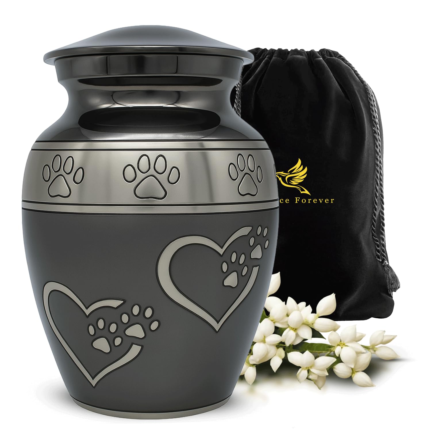 Medium Pet Ashes Urn - Cremation Urn for Dogs & Cats – Paw Print Memorial Urn - Holds Cremated Remains of Pets Up to 55 lbs - Elegant Design to Honor Your Furry Friend - Slate Gray