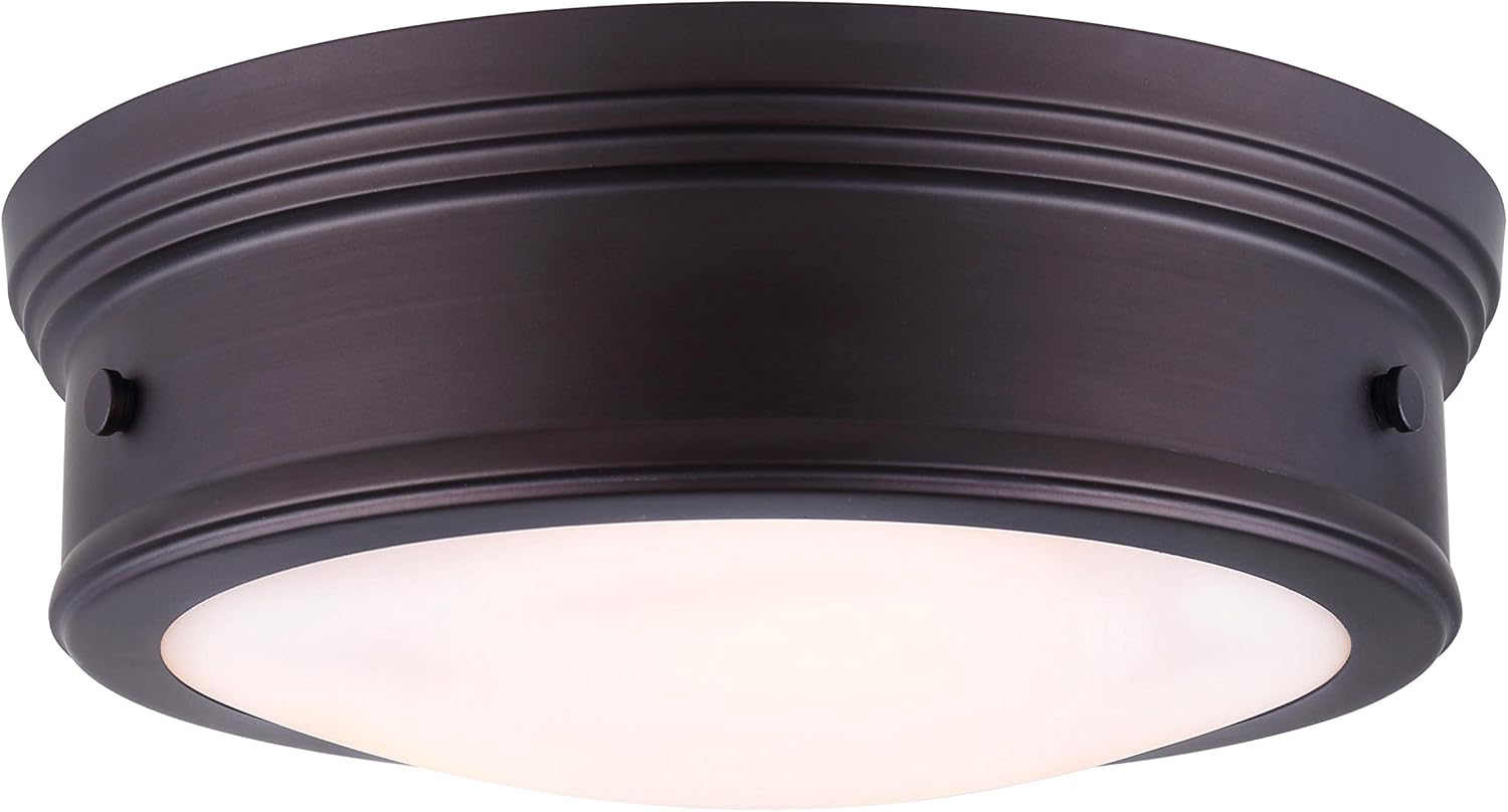 CANARM LTD IFM624A13ORB Boku ORB 2 Bulb 13 Inch Flush Mount Oil Rubbed Bronze with Flat Opal Glass , Oil-rubbed Bronze