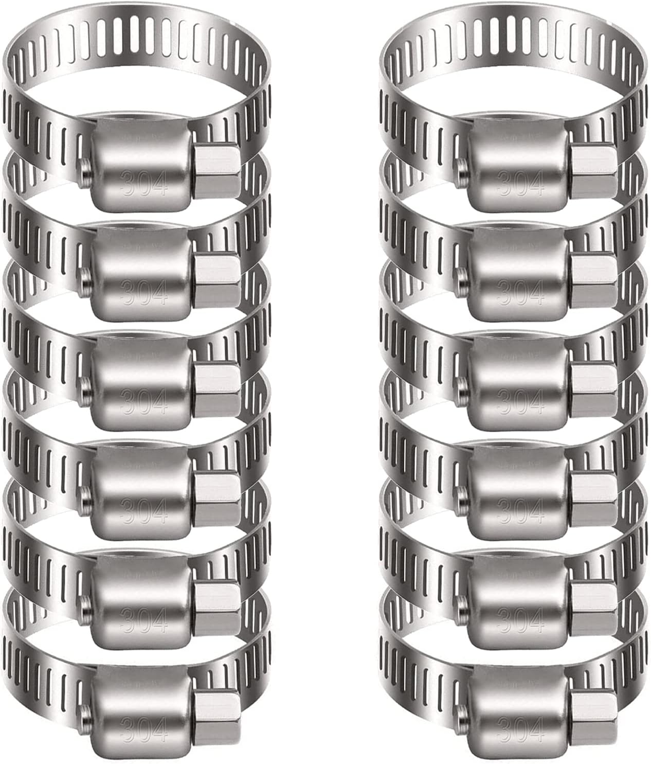 Litensh 21-44mm Stainless Steel Hose Clips, 12PCS Worm Gear Hose Pipe Clamp Adjustable Jubilee Clips