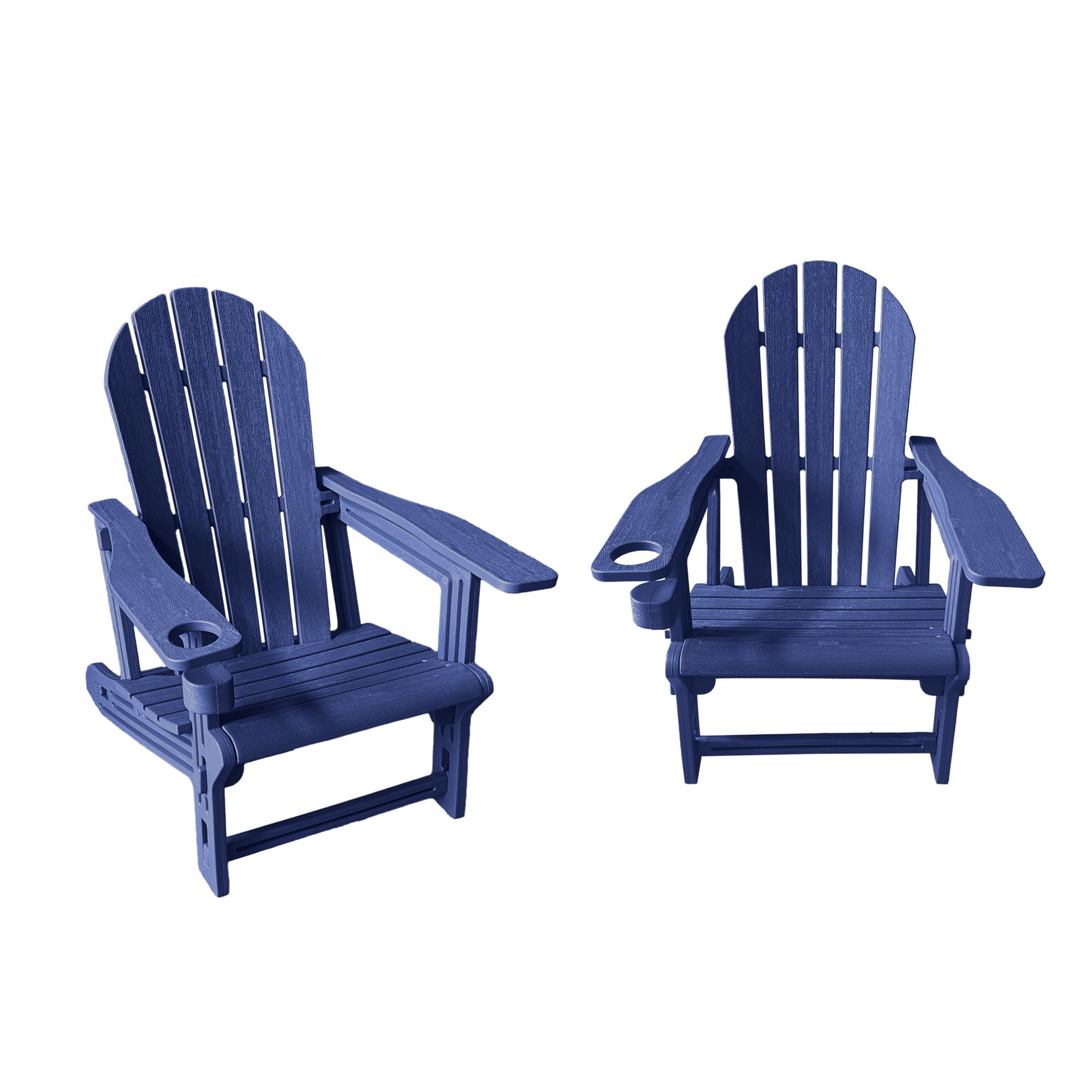 Yaangagpe 2-Pack HDPE Adirondack Chairs with Cup Holder - Garden Furniture Set of 2, Weather-Resistant for Patio Furniture, Outdoor Seating & Garden Chairs (Navy)