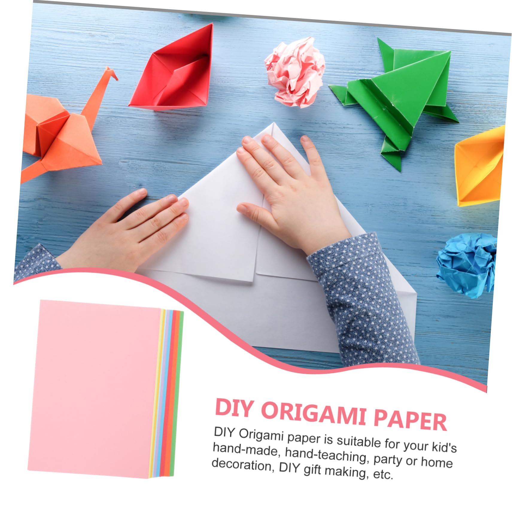 Housoutil 100blätter Bastelpapier Verdicktes Faltpapier Buntes Malpapier Für Zuhause Origami-papier Für Junge Mädchen Diy-bastelpapier Tragbares Faltpapier