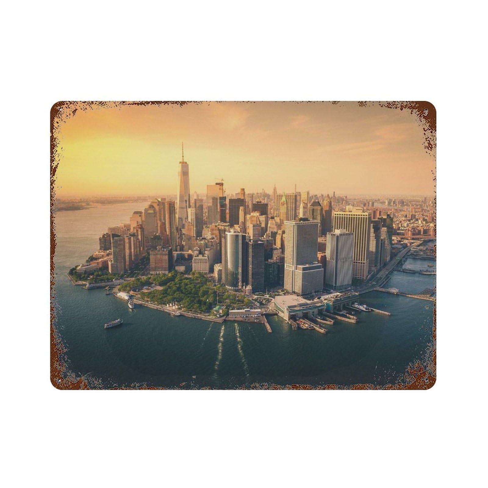xiaoxiaoshen Real Photo Manhattan Decor USA Wall Decor Art Metal Tin Poster Modern Home Decor Art Home Bar Shop Decorations Vintage Sign 30x40cm