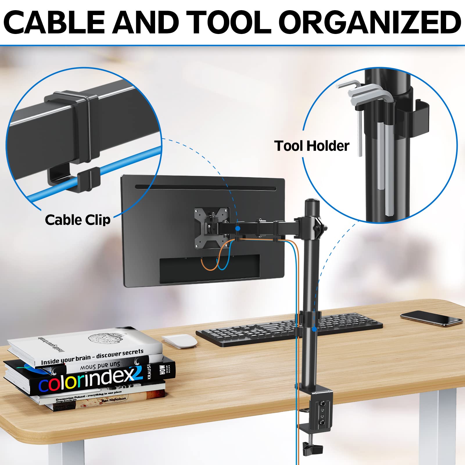 MOUNTUP Single Monitor Desk Mount, Fully Adjustable Single Monitor Arm
