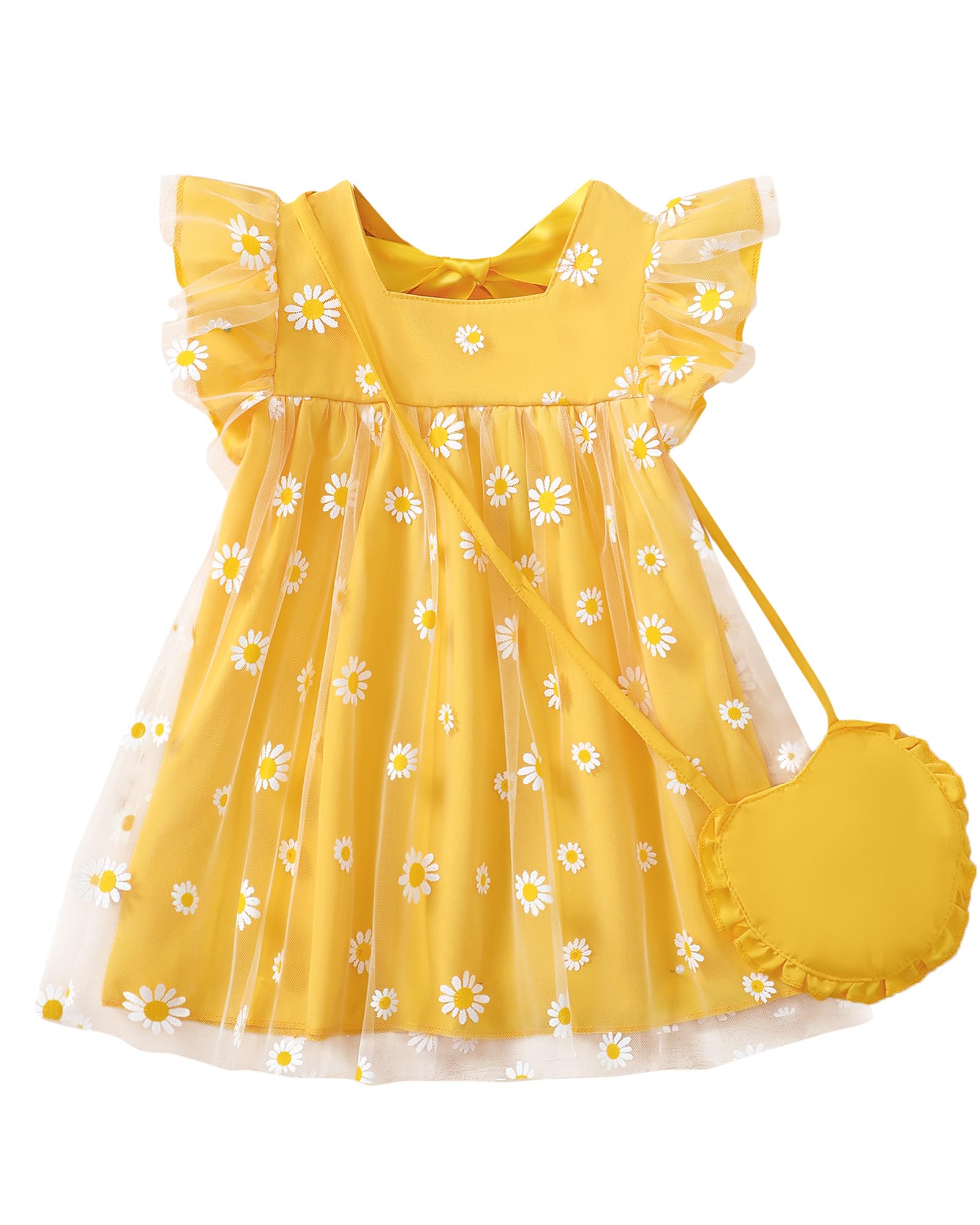 Kucnuzki Baby Girl Clothes Toddler Girls Summer Fairy Tulle Dress Ruffle Fly Sleeve Casual Sundress Cute Outfit for Kids